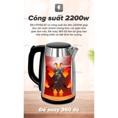 Bình Đun Siêu Tốc Sharp EKJ-17VSS-ST. Ruột bình inox 304 chống rỉ