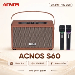 Loa Xách Tay Acnos S60 (New 2026, 240W, Bluetooth 5.0, Kèm 2 Tay Micro)