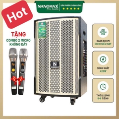 Loa Kéo Nanomax SK-12X2 2022 Bass 3 Tấc 30cm 420w Bluetooth Karaoke Tặng 2 Mic Không Dây Âm Thanh Siêu Đỉnh