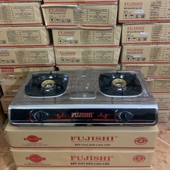 Bếp gas đôi inox FUJISH- kiềng men, Sen đồng, mặt bếp inox chống vỡ