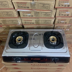 Bếp gas đôi inox FUJISH- kiềng men, Sen đồng, mặt bếp inox chống vỡ