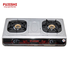 Bếp gas đôi inox FUJISH- kiềng men, Sen đồng, mặt bếp inox chống vỡ