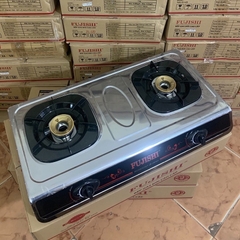 Bếp gas đôi inox FUJISH- kiềng men, Sen đồng, mặt bếp inox chống vỡ