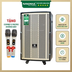 Loa Kéo Karaoke Nanomax Bluetooth SK-12F3 Bass 30 Tặng 2 Mic Đọc Được Usb Thẻ Nhớ Công Suất 500w