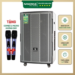 Loa Kéo Nanomax SK-1802 Bass 50cm 960w Karaoke Bluetooth Tặng kèm cặp micro UHF