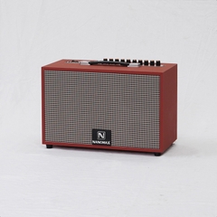 Loa Karaoke Xách Tay Nanomax K-01 ( Nâu ) Bass 20cm 120w Tặng Kèm 2 Mic Hát Karaoke