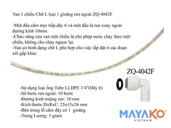 Van một chiều - Van một chiều chân ren xoáy - Van một chiều chữ L