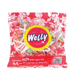 Welly Assorted flavors lollipop candy in plastic bag 396g (Orange, Strawberry, Guava, Cola)