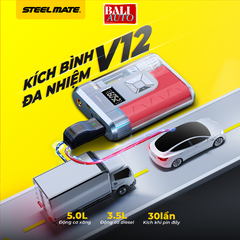 Kích bình đa năng STEEL MATE V12 - Bơm lốp, kích bình, sạc dự phòng công suốt lớn