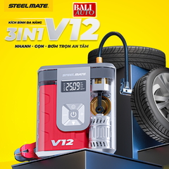 Kích bình đa năng STEEL MATE V12 - Bơm lốp, kích bình, sạc dự phòng công suốt lớn