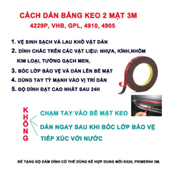 [Chính hãng] Băng Keo cường lực 2 mặt 3M™ Acrylic Foam Tape 4229P- Độ bám dính cao, lắp ráp nội ngoại thất ô tô..