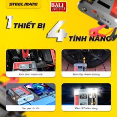 Kích bình đa năng V12SE chính hãng - Kích bình, bơm lốp, sạc dự phòng, đèn chiếu sáng đa năng