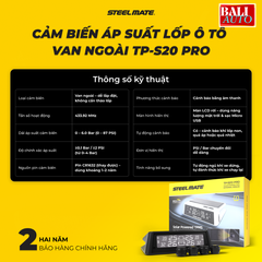 [New] Cảm biến áp suất lốp ô tô van ngoài STEEL MATE TP-S20 PRO - dễ lắp đặt, hiệu quả, bền bỉ