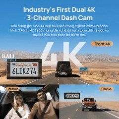 Camera hành trình 70mai 4K T800 3 kênh với chế độ 4K kép, cảm biến STARVIS 2 IMX678
