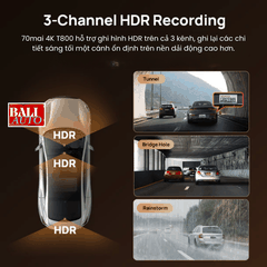 Camera hành trình 70mai 4K T800 3 kênh với chế độ 4K kép, cảm biến STARVIS 2 IMX678