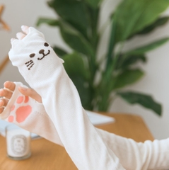 Găng tay chống nắng dài hình mèo phong cách Nhật Bản