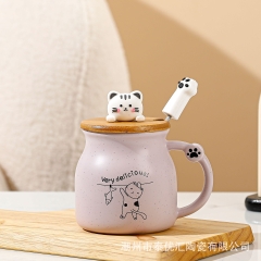 Cốc hình mèo có nắp gỗ 300ml
