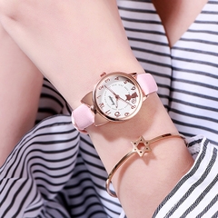 Đồng hồ dây da mặt họa tiết hình mèo con