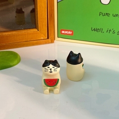 Tượng Zakka hình mèo và dưa hấu