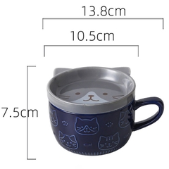 Cốc sứ kèm nắp dạng đĩa hình mèo 300ml