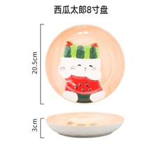 Đĩa sứ hình mèo ăn dưa hấu