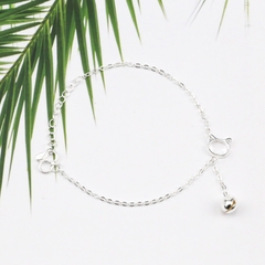 Vòng tay mạ bạc hình mèo kèm chuông