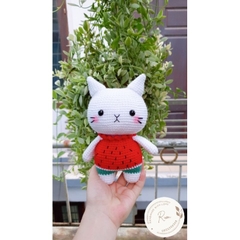 Mèo len mặc đồ dưa hấu 20cm
