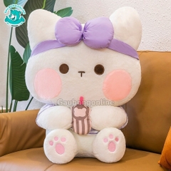 Mèo bông trắng ôm kem 45cm