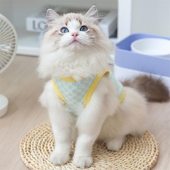 Áo ba lỗ kẻ caro cho mèo dễ thương thoáng khí chất liệu đẹp