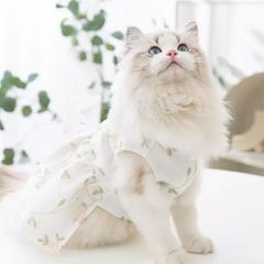 Áo váy mèo thú cưng công chúa ngọc trai trắng