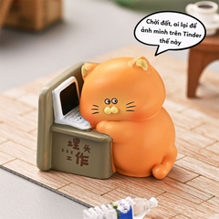 Bộ Blind Box Mèo Cam ú Vô Tri Ngộ Nghĩnh Đáng Yêu Dùng Trang Trí Góc Học Tập Bàn Làm Việc - Set gồm 6 hộp