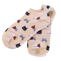 Vớ Tất Cổ Ngắn Chất Liệu Cotton Nữ Hình Mèo Dễ Thương Phong Cách Hàn Quốc Nhật Bản Mùa hè Mùa đông