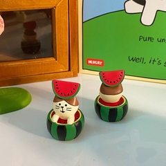 Tượng Zakka hình mèo và dưa hấu