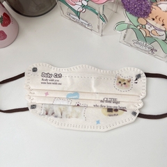 Khẩu trang dùng một lần hình mèo, quai nâu (set 10c)