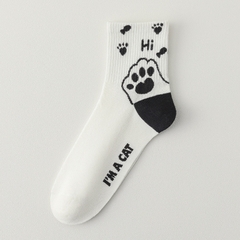 Tất cao cổ đen trắng hình mèo (I'm a cat)