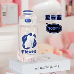 Bình đựng nước nhựa hình mèo có ống hút 500-700ml