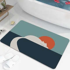 Thảm lau chân chống trượt hình mèo, núi, mây 40*60cm