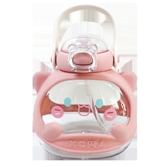 Bình nước nhựa tritan chịu nhiệt kèm ống hút hình mèo 810ml