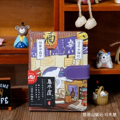 Sổ da PU A6 hình mèo phong cách Nhật Bản