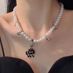 Dây chuyền, vòng cổ ngọc trai họa tiết mèo đen