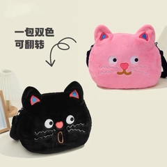 Túi bông mèo hồng lật được hai mặt