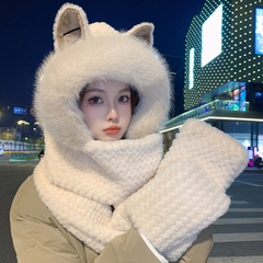 Mũ bông tai mèo kèm quàng cổ và bao tay