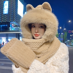 Mũ bông tai mèo kèm quàng cổ và bao tay