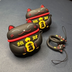 Case tai nghe Airpods bằng silicon hình mèo may mắn
