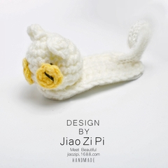 Kẹp tóc mái hình mèo con bằng len