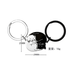 Móc khóa kim loại đôi đen trắng
