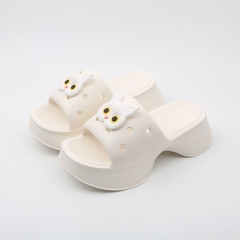 Dép nhựa đế cao gắn charm hình mèo sz 39-40
