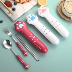 Bộ 2 món thìa, đũa kèm hộp hình chân mèo