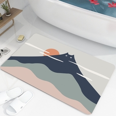 Thảm lau chân chống trượt hình mèo, núi, mây 40*60cm