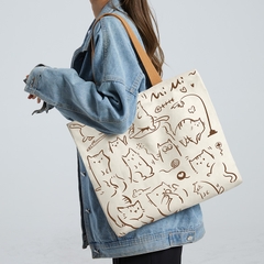 Túi tote vải canvas họa tiết hình mèo